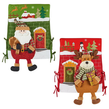Fundas de Sillas Navideñas, Santa y Reno
