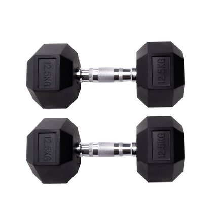 PAR DE MANCUERNAS HEXAGONALES DE GOMA UNIFITNESS NEGRO