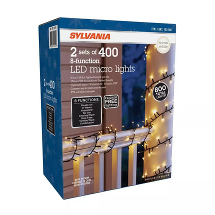 Sylvania Serie Navideña de 400 Luces LED, 2 Piezas