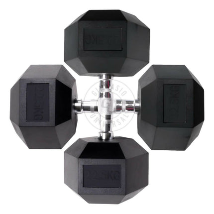 Par De Mancuernas Hexagonales Unifitness De 22.5kg Negro