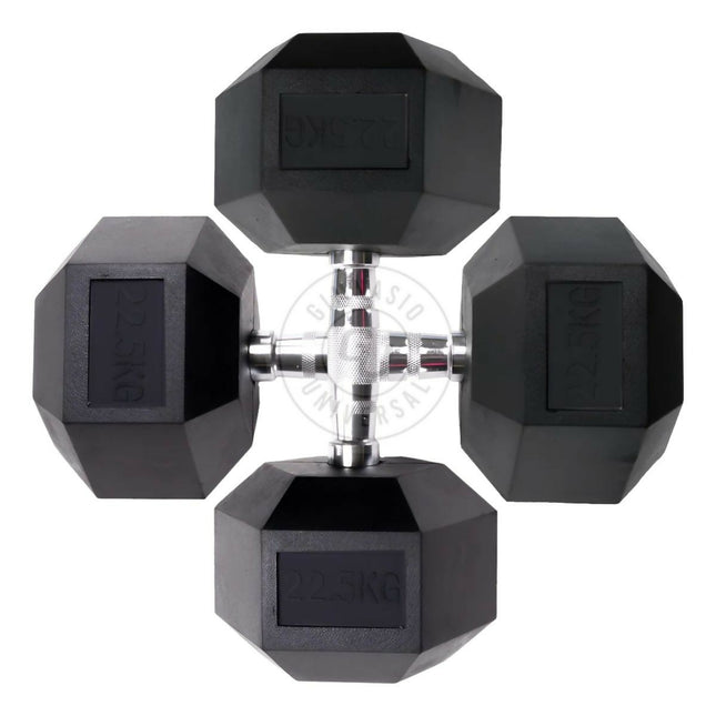 Par De Mancuernas Hexagonales Unifitness De 22.5kg Negro