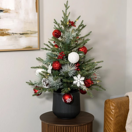 Árbol de Pino Decorado con Luces Centelleantes 91 cm
