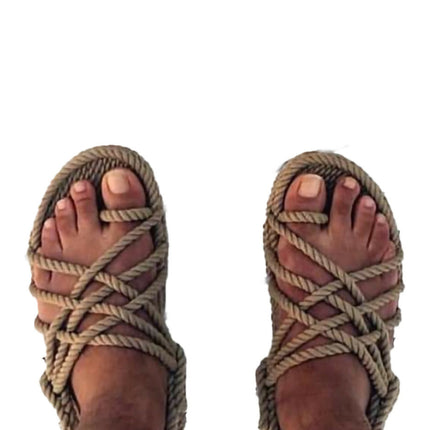 Toe Joe color camel sandalia Nomadic de cuerdas suaves