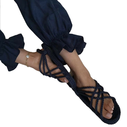 JC Negro sandalia artesanal Nomadic hechas cion cuerdas suaves