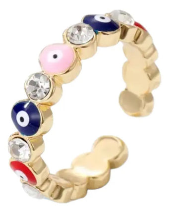 Anillo Proteccion Ojo Turco Zirconia Ajustable