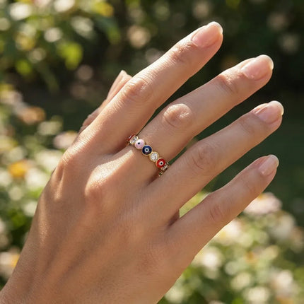 Anillo Proteccion Ojo Turco Zirconia Ajustable