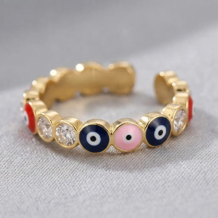 Anillo Proteccion Ojo Turco Zirconia Ajustable