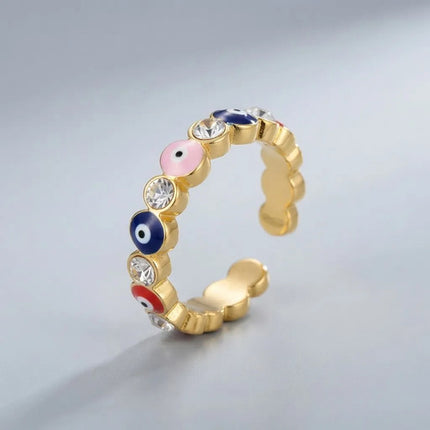 Anillo Proteccion Ojo Turco Zirconia Ajustable