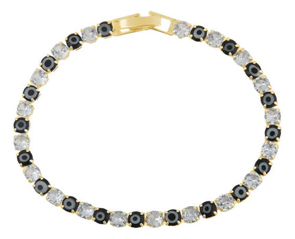 Pulsera Baño Oro Ojo Turco Proteccion Negro