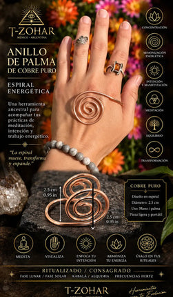 Anillo De Palma De Cobre Anillo De Palma En Espiral Hecho A mano Ritualizado / Consagrado