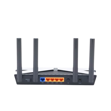 Router WiFi 6 doble banda AX 3000 Mbps / MU-MIMO y OFDMA / 1 Puerto WAN 10/100/1000 Mbps / 4 Puertos LAN 10/100/1000 Mbps / 4 Potentes Antenas.