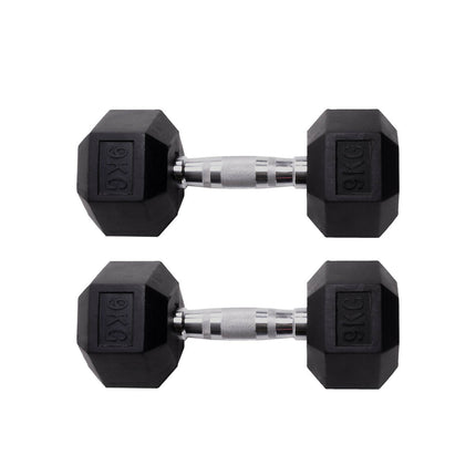 PAR DE MANCUERNAS HEXAGONALES DE GOMA UNIFITNESS NEGRO