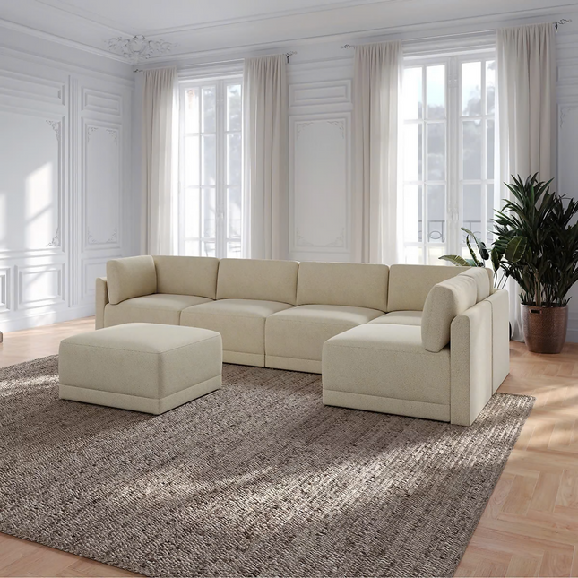 Seccional Modular de Tela de 6 piezas con Otomano,Thomasville, Fallon