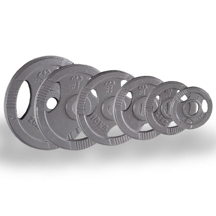 DISCO DE PESO COLOR GRIS PARA BARRA OLÍMPICA UNIFITNESS