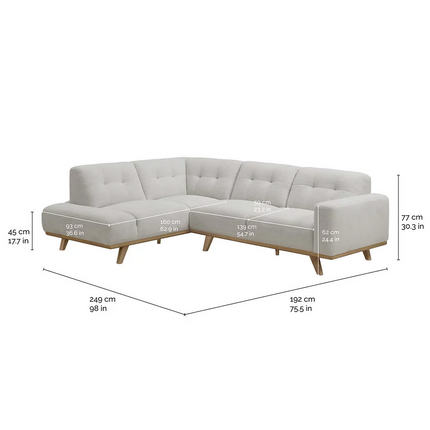Sofa seccional Fijo de Tela de 2 Piezas, Aiden & Ivy,