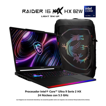 Laptop Gaming 16" QHD+ GeForce RTX 5080 Intel Core Ulta 9 290 HX 32GB 1TB SSD MSI Raider 16 Max.