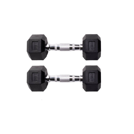 PAR DE MANCUERNAS HEXAGONALES DE GOMA UNIFITNESS NEGRO