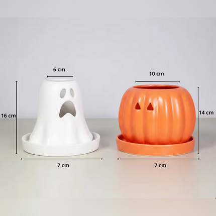 Macetas Tipo Halloween de Cerámica 2 piezas, varios diseños, Estudio Floga,