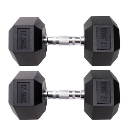 Par de Mancuernas hexagonales UNIFITNESS negro de 17.5 kg