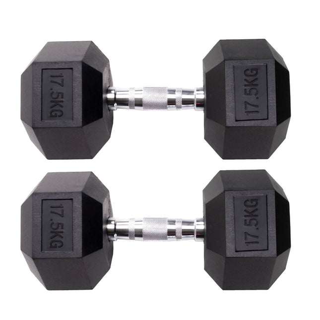 Par de Mancuernas hexagonales UNIFITNESS negro de 17.5 kg