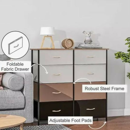 Cajonera Buro Estante 8 Cajones De Tela Superficie MDF Multiusos.
