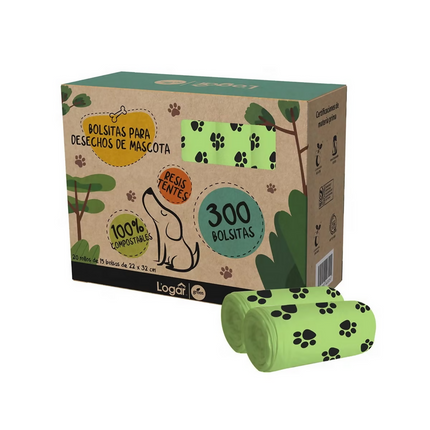 Logar Bolsas para Desecho de Mascota 20 Rollos de 15 Bolsas