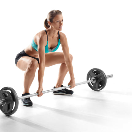 JUEGO DE BARRA OLÍMPICA CON PESO