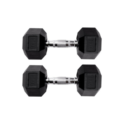 PAR DE MANCUERNAS HEXAGONALES DE GOMA UNIFITNESS NEGRO