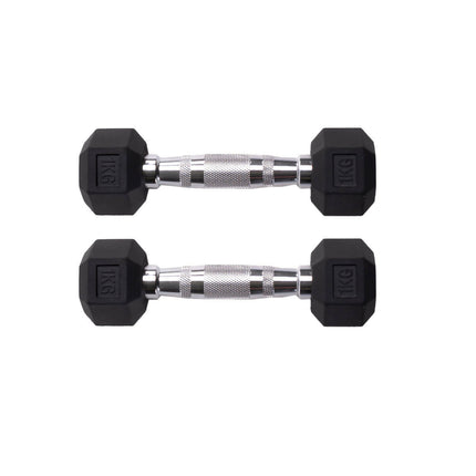 PAR DE MANCUERNAS HEXAGONALES DE GOMA UNIFITNESS NEGRO