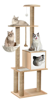 Rascador Árbol Torre Gimnasio Para Gatos De Sisal Nat.1.63m
