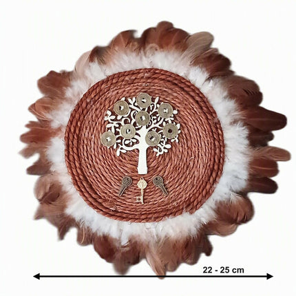 Decoración de pared artesanal del Árbol de la vida, Llaves y Monedas. Adorno colgante holístico
