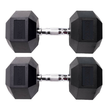 PAR DE MANCUERNAS HEXAGONALES DE GOMA UNIFITNESS NEGRO