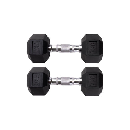 PAR DE MANCUERNAS HEXAGONALES DE GOMA UNIFITNESS NEGRO