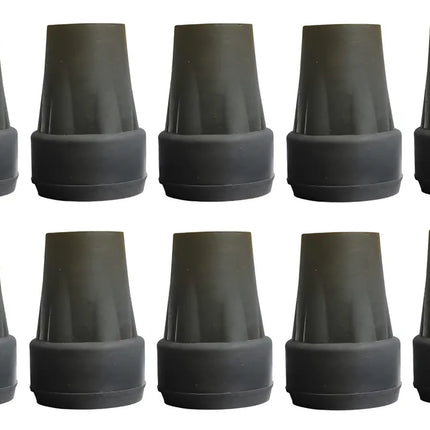 10 Regatónes 3/4 Repuesto Para Muleta Tipo Americano Arandela Gris y Negro