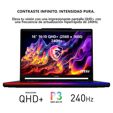Laptop Gaming 16" QHD+ GeForce RTX 5080 Intel Core Ulta 9 290 HX 32GB 1TB SSD MSI Raider 16 Max.